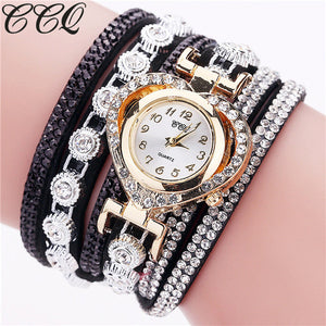 CCQ Fashionable Luxury Quartz Watch - Ladies / Women's, PU Leather, Rhinestone, Stainless Steel