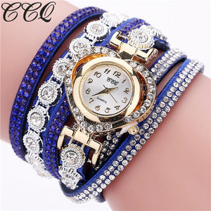 CCQ Fashionable Luxury Quartz Watch - Ladies / Women's, PU Leather, Rhinestone, Stainless Steel