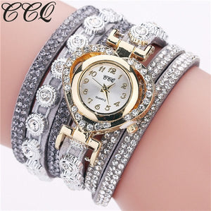 CCQ Fashionable Luxury Quartz Watch - Ladies / Women's, PU Leather, Rhinestone, Stainless Steel