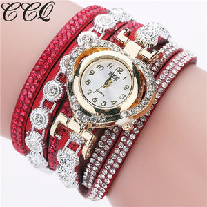 CCQ Fashionable Luxury Quartz Watch - Ladies / Women's, PU Leather, Rhinestone, Stainless Steel