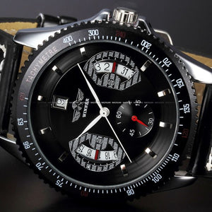 T-WINNER Sports Mechanical Automatic Watch - Men's / Gents, High Quality Leather, Stainless Steel