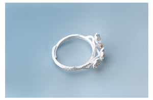 DIEERLAN 925 Sterling Silver Cherry Flower Adjustable Ladies / Women's Ring - Jewellery