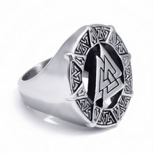 ELFASIO 316L Stainless Steel Scandinavian Valknut Symbol Theme Unisex Ring - Norse, Viking, Odin