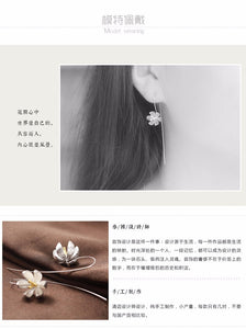 V-BEST 925 Sterling Silver Water Lily Themed Hook Earrings - Women's / Ladies, Flowers