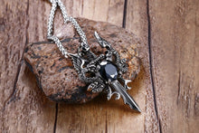 MPRAINBOW Fashionable, Gothic Style, Stainless Steel Dragon & Sword Theme Pendant / Necklace