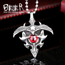 BEIER Retro / Punk 316L Stainless Steel Eagle / Red Stone Theme Necklace / Pendant