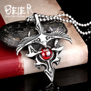 BEIER Retro / Punk 316L Stainless Steel Eagle / Red Stone Theme Necklace / Pendant