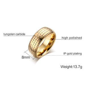 VNOX, Classic, Tungsten Carbide, Buddhist / Chinese, Engraved Text / Writing / Symbol Theme Ring - Unisex