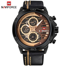 NAVIFORCE Brand Sports / Military Quartz Stainless Steel Watch - Men's, 24 Hour, Water Resistant, Leather