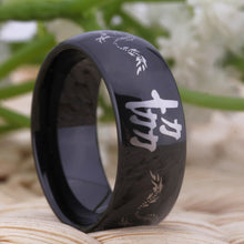 YGK Trendy Tungsten Carbide, Ying & Yang, Tai Chi, Kanji Dragon Themed Ring - Unisex, Men's, Women's