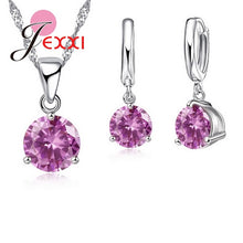 JEXXI 925 Sterling Silver Classic Necklace & Earrings Set - Ladies / Women's, Cubic Zirconia