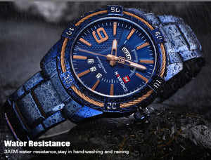 NAVIFORCE Military Sports Fashion Quartz Watch - Men's / Gents - Water Resistance, Stainless Steel