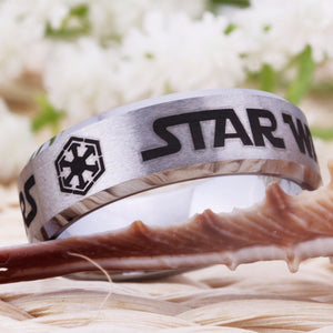 YGK Trendy Style Tungsten Carbide Star Wars Themed Ring - Unisex, Men's, Women's