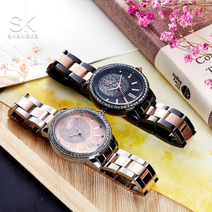 SK Fashion Brand Quartz Stainless Steel Watch - Ladies / Women's, Water Resistant (30m)