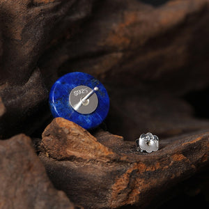 Elegant, 925 Sterling Silver + Blue Lapis Lazilui, Dragonfly Theme Stud Earrings - Ladies / Women's