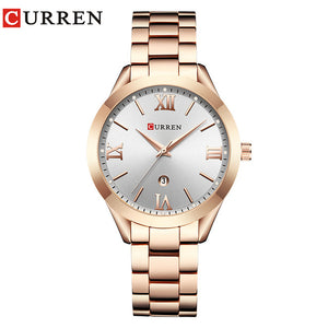 CURREN Fashion Brand Quartz Luxury Dress Stainless Steel Watch - Ladies, Women's, Water Resistant (30m)