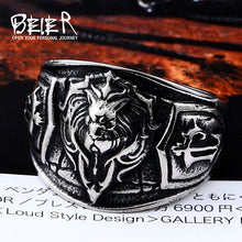 BEIER World of Warcraft - The Alliance, 316L Stainless Steel, Lion Theme Ring - Men's / Gents