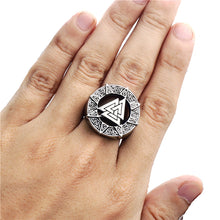 ELFASIO 316L Stainless Steel Scandinavian Valknut Symbol Theme Unisex Ring - Norse, Viking, Odin