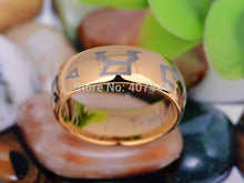 YGK Attractive 8mm Golden Dome Stargate Chevron Address Theme Unisex Ring - Tungsten Carbide