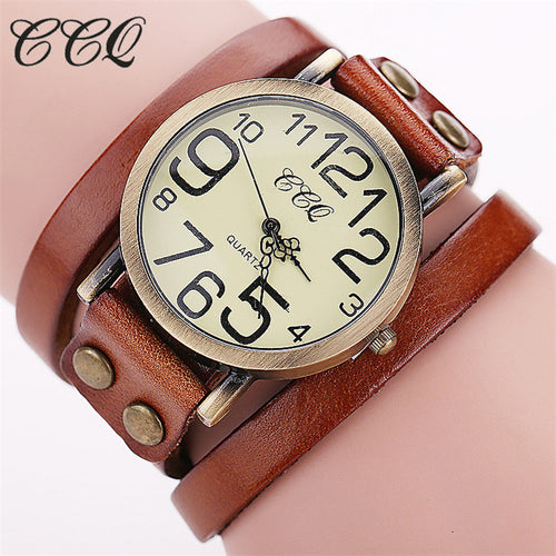CCQ Vintage Style Fashion Quartz Ladies / Womens Watch - Leather, Stainless Steel