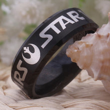 YGK Trendy Style Tungsten Carbide Black Star Wars Themed Ring - Unisex, Men's, Women's