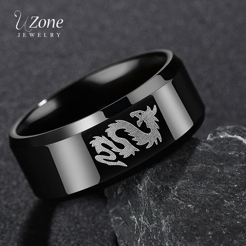 Trendy/Stylish 316L Stainless Steel, Chinese Dragon Theme Ring - Unisex