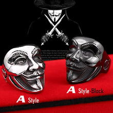 BEIER Trendy / Biker 316L Stainless Steel Guy Fawkes / V for Vendetta Theme Ring - Men's / Gents