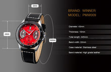 T-WINNER Sports Mechanical Automatic Watch - Men's / Gents, High Quality Leather, Stainless Steel