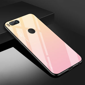 Xiaomi, Stylish Rear Tempered Glass & TPU Gradient Fitted Case (Pocophone, Redmi 6 7, Note 5 6 7 8 Pro)