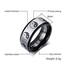 VNOX Traditional Chinese Style Stainless Steel Ying & Yang Theme Ring - Unisex