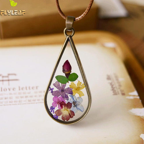 FLYLEAF, Vintage, Antique Style Bronze, Natural Dried Flowers, Necklace / Pendant - Ladies / Women