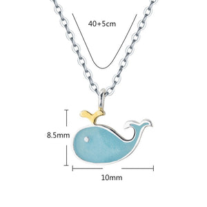 LicLiz Cute 925 Sterling Silver Whale Theme Pendant / Necklace - Ladies / Women's, White Gold Plated