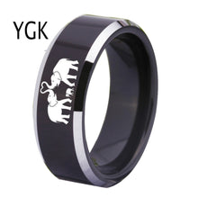 YGK Trendy Tungsten Carbide, Black Elephant Romance Themed Ring - Unisex, Men's, Women's