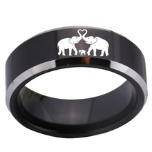YGK Trendy Tungsten Carbide, Black Elephant Romance Themed Ring - Unisex, Men's, Women's